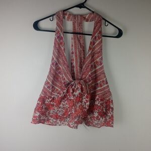 Free People Love Charm Embroidered Tank Top Size M